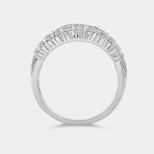 Gilded 1 Carat Lab-Grown Diamond Three-Row Milgrain Boat-Shaped Anniversary Band