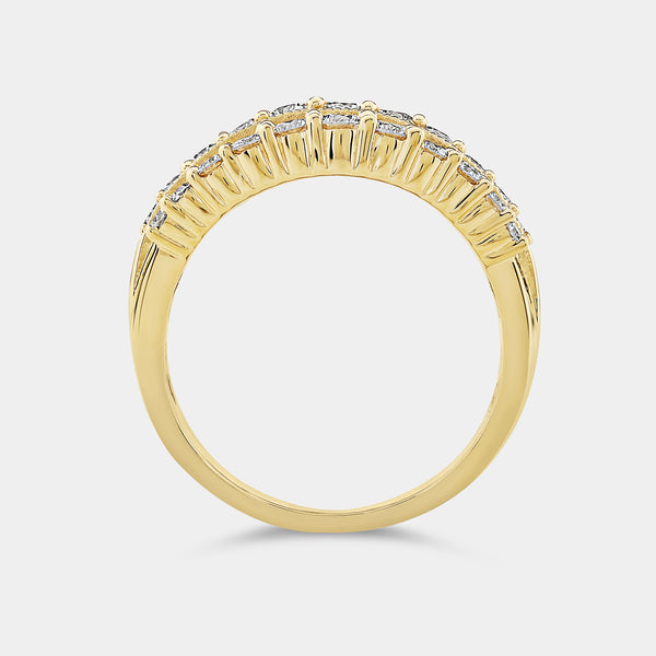 1 Carat Lab-Grown Diamond Three-Row Milgrain Boat-Shaped Anniversary Band — GILDED New York