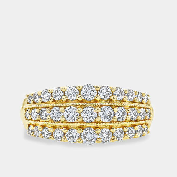 1 Carat Lab-Grown Diamond Three-Row Milgrain Boat-Shaped Anniversary Band — GILDED New York