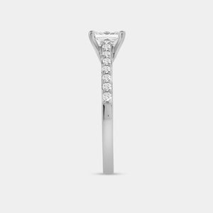 Gilded 1 and 1/4 Carat Lab-Grown Diamond Princess-Cut Solitaire Plus Engagement Ring with a Studded Shank