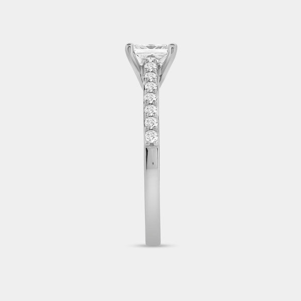1 and 1/4 Carat Lab-Grown Diamond Princess-Cut Solitaire Plus Engagement Ring with a Studded Shank — GILDED New York