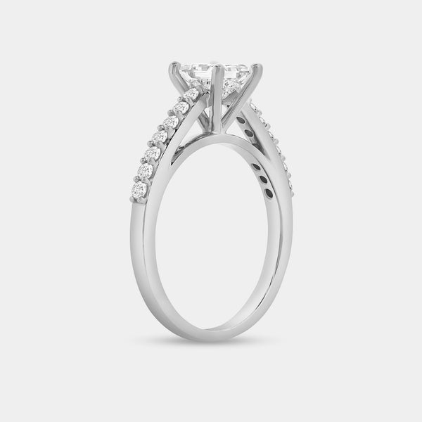 1 and 1/4 Carat Lab-Grown Diamond Princess-Cut Solitaire Plus Engagement Ring with a Studded Shank — GILDED New York