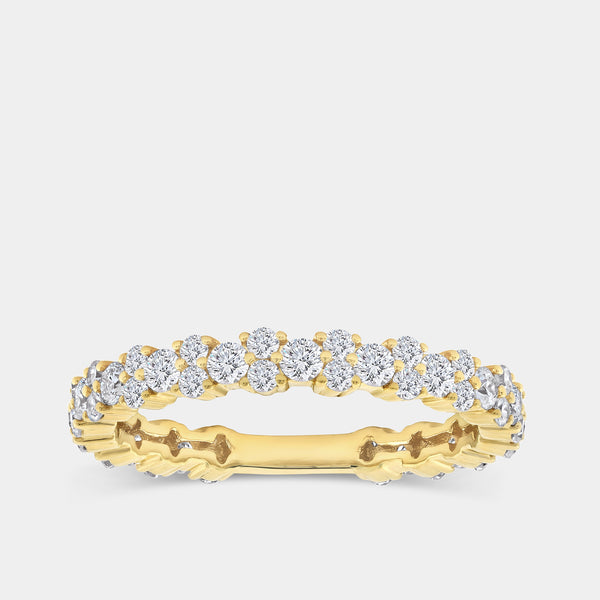 Gilded 1 Carat Lab-Grown Diamond Two Plus One Eternity Ring