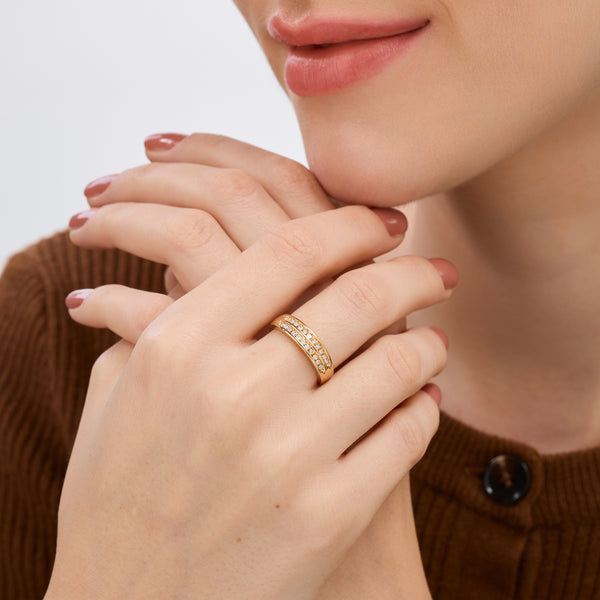 Gilded 1/5 Carat Lab-Grown Diamond Two-Row, Channel-Set Anniversary