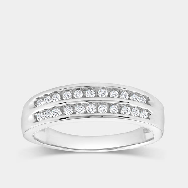 Gilded 1/5 Carat Lab-Grown Diamond Two-Row, Channel-Set Anniversary
