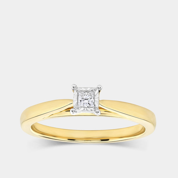 1/10 Carat Lab-Grown Diamond Princess-Cut Classic Solitaire Ring Set In An Illusion Plate — GILDED New York
