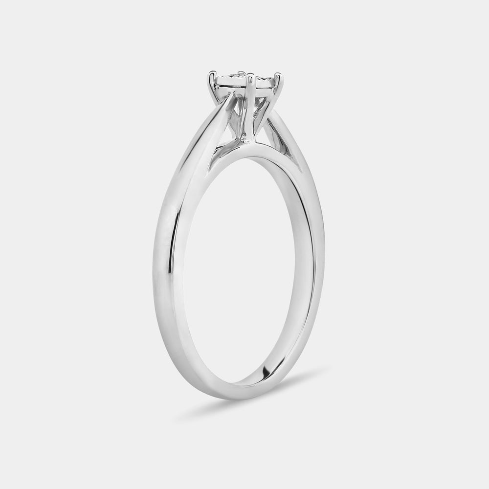 Gilded 1/10 Carat Lab-Grown Diamond Princess-Cut Classic Solitaire Ring Set In An Illusion Plate