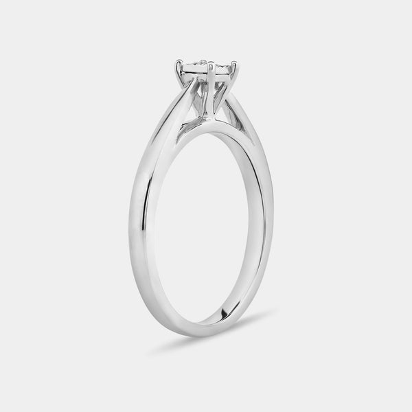 1/10 Carat Lab-Grown Diamond Princess-Cut Classic Solitaire Ring Set In An Illusion Plate — GILDED New York