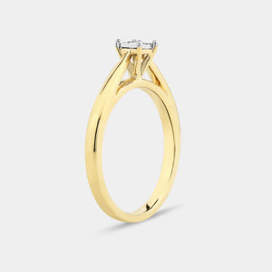 Gilded 1/10 Carat Lab-Grown Diamond Princess-Cut Classic Solitaire Ring Set In An Illusion Plate