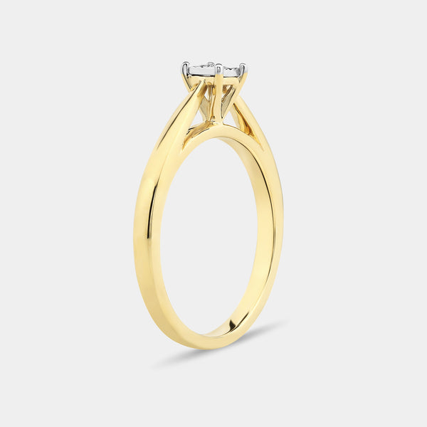 1/10 Carat Lab-Grown Diamond Princess-Cut Classic Solitaire Ring Set In An Illusion Plate — GILDED New York