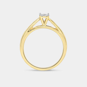 Gilded 1/10 Carat Lab-Grown Diamond Princess-Cut Classic Solitaire Ring Set In An Illusion Plate