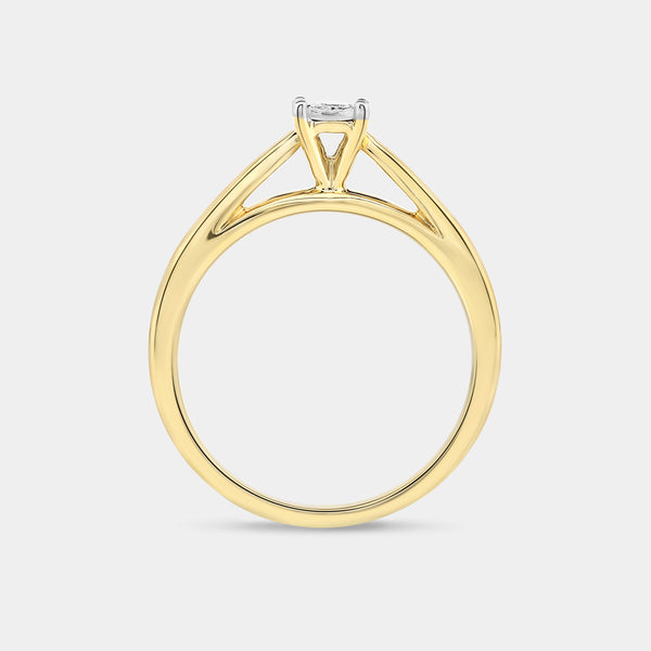 1/10 Carat Lab-Grown Diamond Princess-Cut Classic Solitaire Ring Set In An Illusion Plate — GILDED New York
