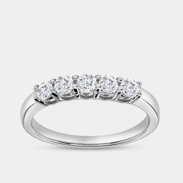 1/2 Carat Lab-Grown Diamond Round-Shaped Five-Stone Ring in a Shared Prong Setting — GILDED New York