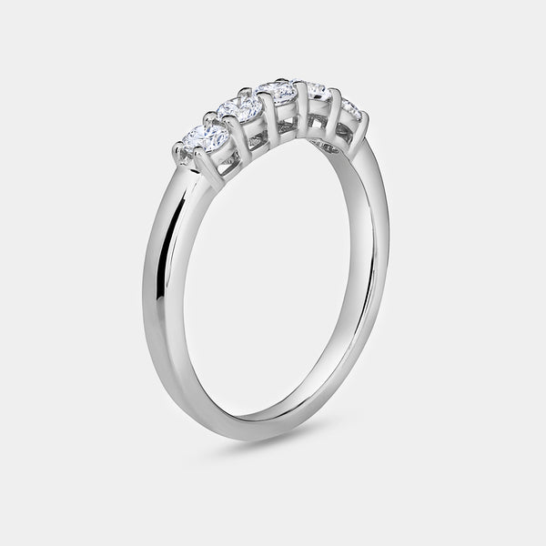 1/2 Carat Lab-Grown Diamond Round-Shaped Five-Stone Ring in a Shared Prong Setting — GILDED New York