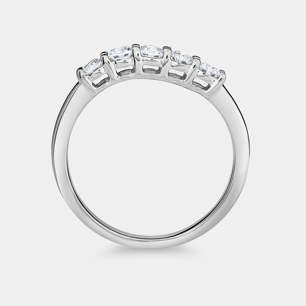 1/2 Carat Lab-Grown Diamond Round-Shaped Five-Stone Ring in a Shared Prong Setting — GILDED New York