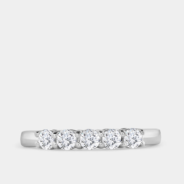 1/2 Carat Lab-Grown Diamond Round-Shaped Five-Stone Ring in a Shared Prong Setting — GILDED New York