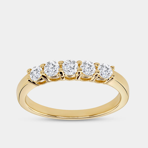 1/2 Carat Lab-Grown Diamond Round-Shaped Five-Stone Ring in a Shared Prong Setting — GILDED New York