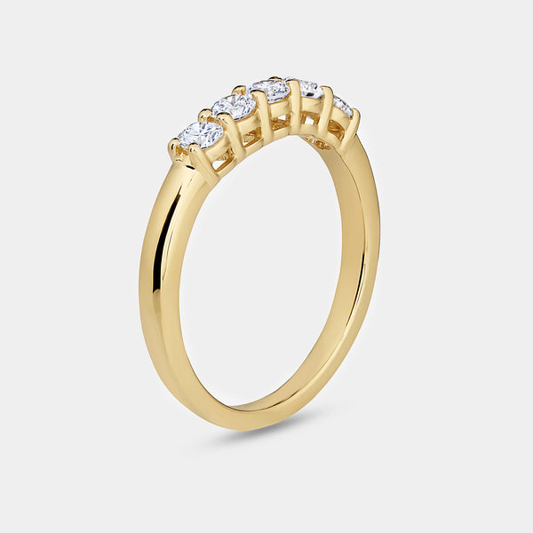 1/2 Carat Lab-Grown Diamond Round-Shaped Five-Stone Ring in a Shared Prong Setting — GILDED New York