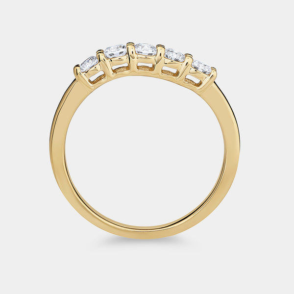 1/2 Carat Lab-Grown Diamond Round-Shaped Five-Stone Ring in a Shared Prong Setting — GILDED New York
