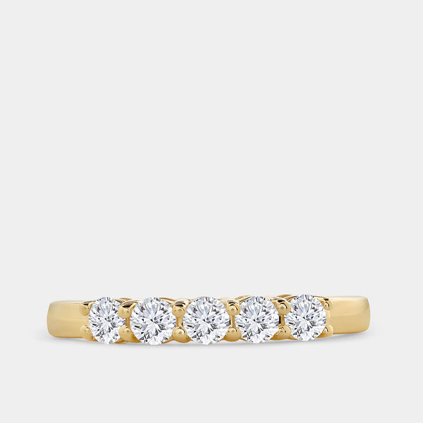 1/2 Carat Lab-Grown Diamond Round-Shaped Five-Stone Ring in a Shared Prong Setting — GILDED New York