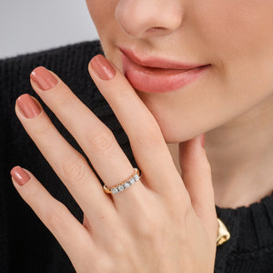 Gilded 1/10 Carat Lab-Grown Diamond Round-Shaped Five-Stone Ring Set in an Illusion Plate