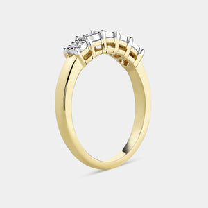 Gilded 1/10 Carat Lab-Grown Diamond Round-Shaped Five-Stone Ring Set in an Illusion Plate