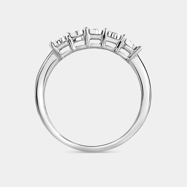 Gilded 1/10 Carat Lab-Grown Diamond Round-Shaped Five-Stone Ring Set in an Illusion Plate
