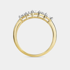 Gilded 1/10 Carat Lab-Grown Diamond Round-Shaped Five-Stone Ring Set in an Illusion Plate