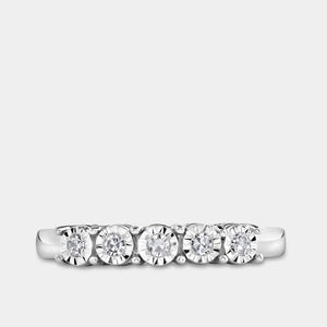 Gilded 1/10 Carat Lab-Grown Diamond Round-Shaped Five-Stone Ring Set in an Illusion Plate