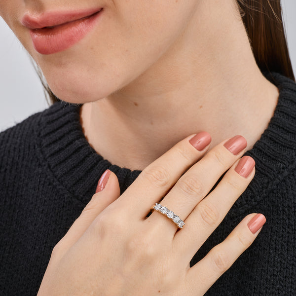 Gilded 1/4 Carat Lab-Grown Diamond Round-Shaped Five-Stone Ring Set in an Illusion Plate