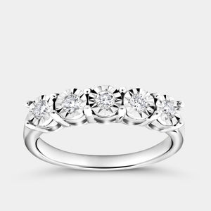 Gilded 1/4 Carat Lab-Grown Diamond Round-Shaped Five-Stone Ring Set in an Illusion Plate
