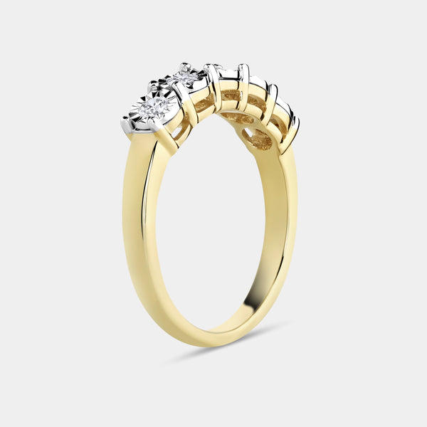 Gilded 1/4 Carat Lab-Grown Diamond Round-Shaped Five-Stone Ring Set in an Illusion Plate