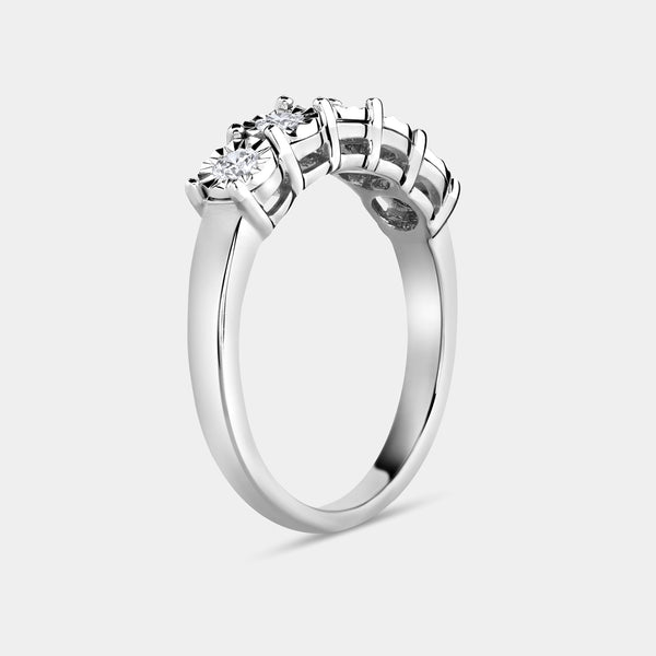 Gilded 1/4 Carat Lab-Grown Diamond Round-Shaped Five-Stone Ring Set in an Illusion Plate