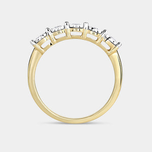 Gilded 1/4 Carat Lab-Grown Diamond Round-Shaped Five-Stone Ring Set in an Illusion Plate