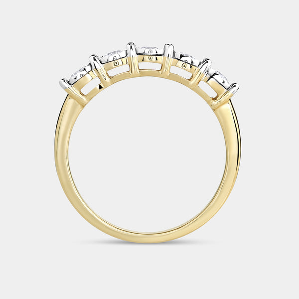 Gilded 1/4 Carat Lab-Grown Diamond Round-Shaped Five-Stone Ring Set in an Illusion Plate