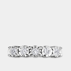 Gilded 1/4 Carat Lab-Grown Diamond Round-Shaped Five-Stone Ring Set in an Illusion Plate