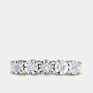 Gilded 1/4 Carat Lab-Grown Diamond Round-Shaped Five-Stone Ring Set in an Illusion Plate