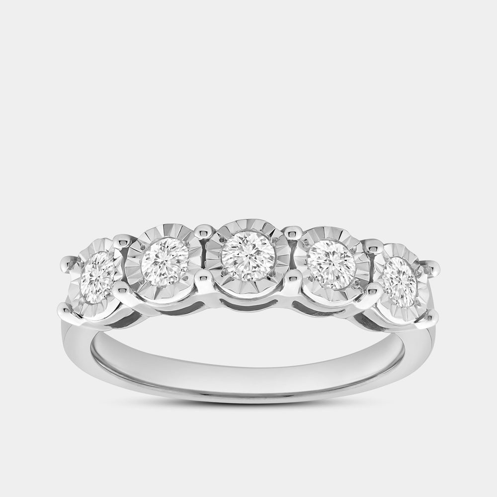 Gilded 1/2 Carat Lab-Grown Diamond Round-Shaped Five-Stone Ring Set in an Illusion Plate