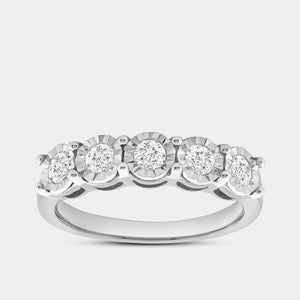 Gilded 1/2 Carat Lab-Grown Diamond Round-Shaped Five-Stone Ring Set in an Illusion Plate