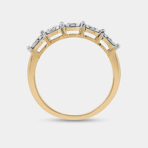 Gilded 1/2 Carat Lab-Grown Diamond Round-Shaped Five-Stone Ring Set in an Illusion Plate