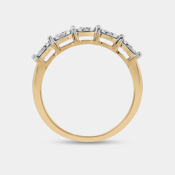Gilded 1/2 Carat Lab-Grown Diamond Round-Shaped Five-Stone Ring Set in an Illusion Plate