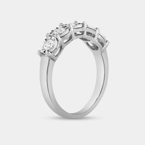 Gilded 1/2 Carat Lab-Grown Diamond Round-Shaped Five-Stone Ring Set in an Illusion Plate