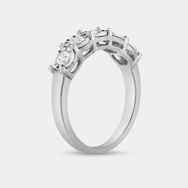 Gilded 1/2 Carat Lab-Grown Diamond Round-Shaped Five-Stone Ring Set in an Illusion Plate