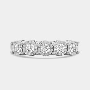 Gilded 1/2 Carat Lab-Grown Diamond Round-Shaped Five-Stone Ring Set in an Illusion Plate
