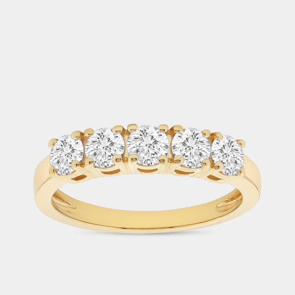 1 Carat Lab-Grown Diamond Round-Shaped Five-Stone Ring in a Shared Prong Setting — GILDED New York