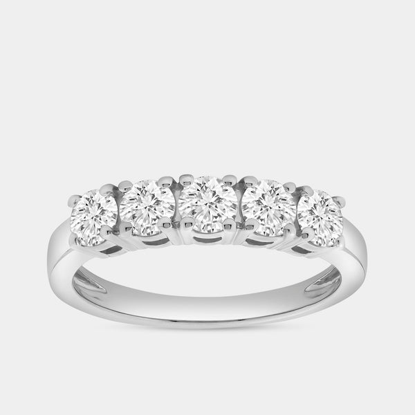 1 Carat Lab-Grown Diamond Round-Shaped Five-Stone Ring in a Shared Prong Setting — GILDED New York