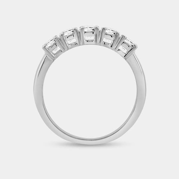 1 Carat Lab-Grown Diamond Round-Shaped Five-Stone Ring in a Shared Prong Setting — GILDED New York
