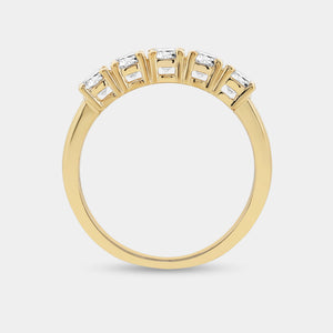 Gilded 1 Carat Lab-Grown Diamond Round-Shaped Five-Stone Ring in a Shared Prong Setting