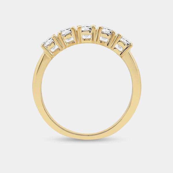 1 Carat Lab-Grown Diamond Round-Shaped Five-Stone Ring in a Shared Prong Setting — GILDED New York