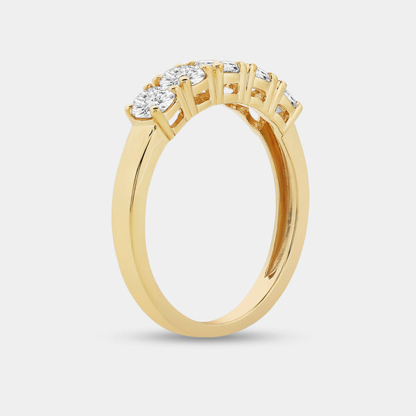 1 Carat Lab-Grown Diamond Round-Shaped Five-Stone Ring in a Shared Prong Setting — GILDED New York